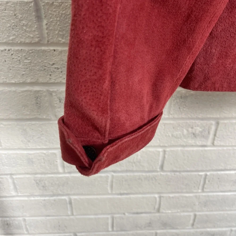 VTG Live A Little Red Suede Jacket Womens L Snap Front Western Boho